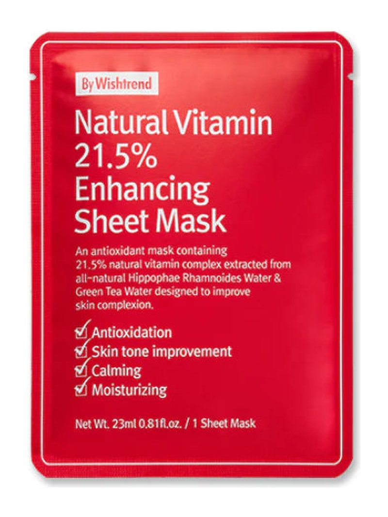 BY WISHTREND Natural Vitamin 21.5 % Enhancing Sheet Mask 23ml — product photograph