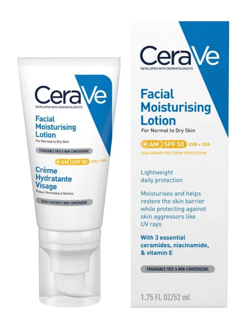 CeraVe AM Facial Moisturising Lotion SPF 50 — product photograph