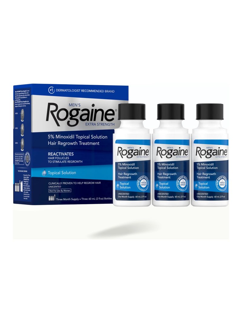 Men's Rogaine Extra Strength 5% Minoxidil Hair Growth Topical Solution, 3-Month Supply — product photograph