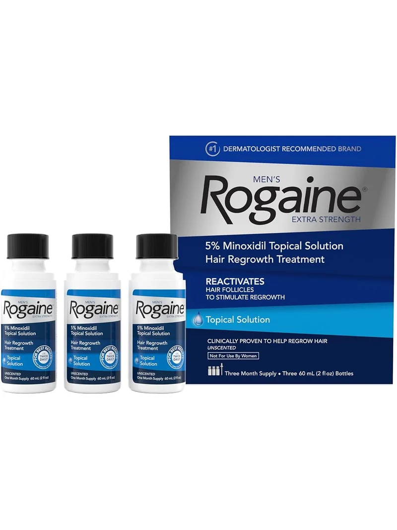 Men's Rogaine Extra Strength 5% Minoxidil Solution — 3-Month Supply (3 × 60 ml)