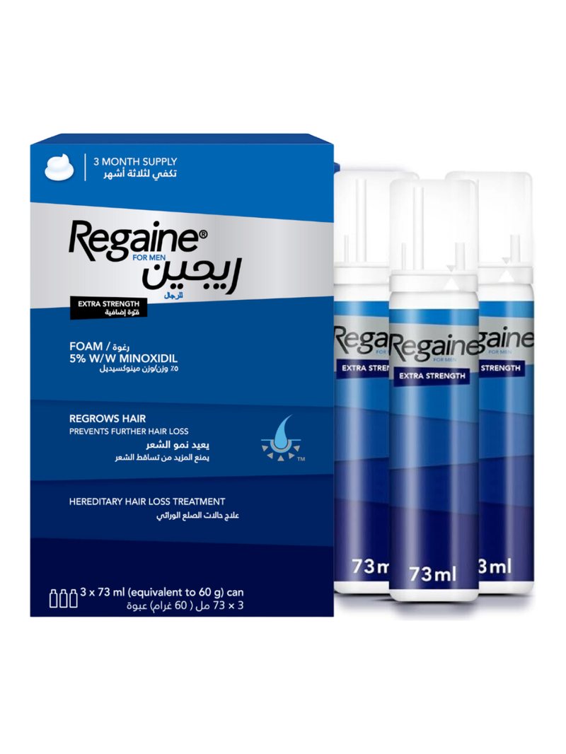 Rogaine Foam 5% For Men Hair Regrowth Treatment 3 x 73ml (3-Month Supply) — product photograph