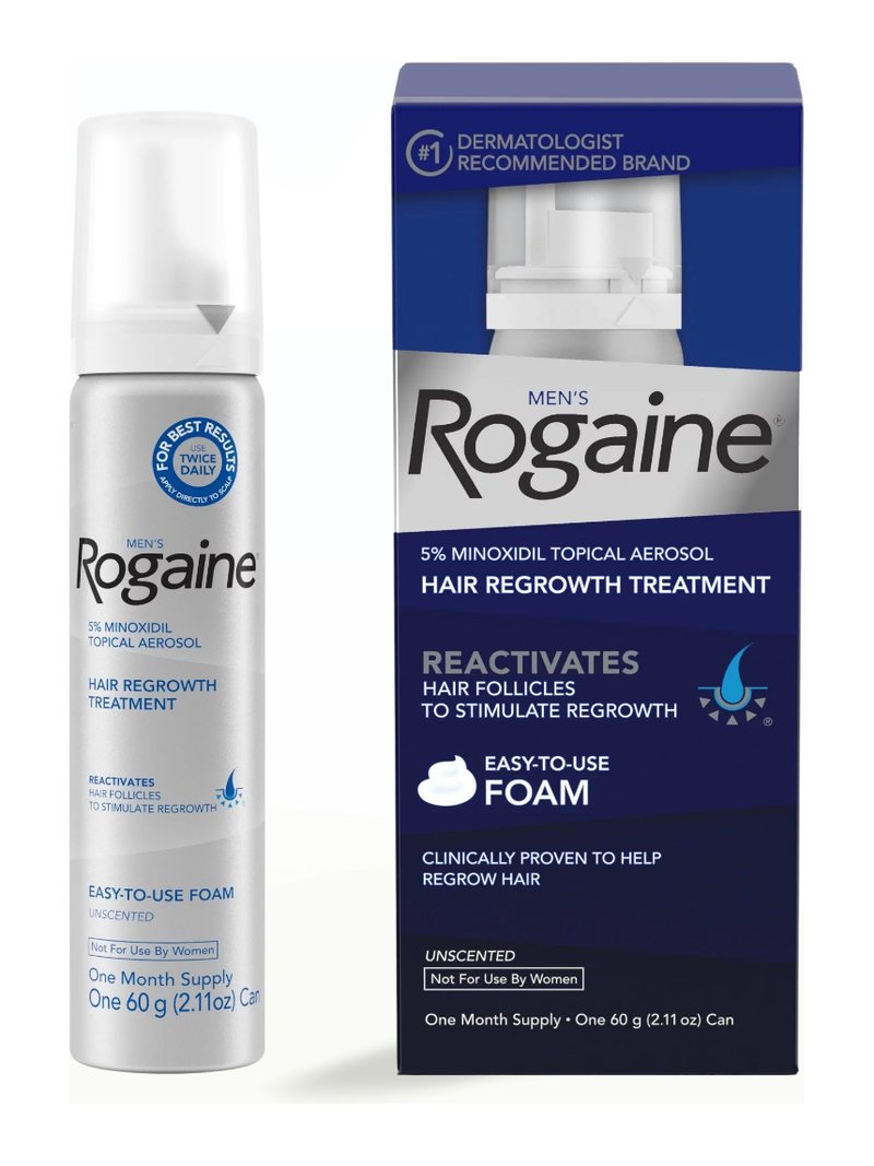 Rogaine Men's 5% Minoxidil Topical Aerosol (60g) - 1 Month Supply — product photograph