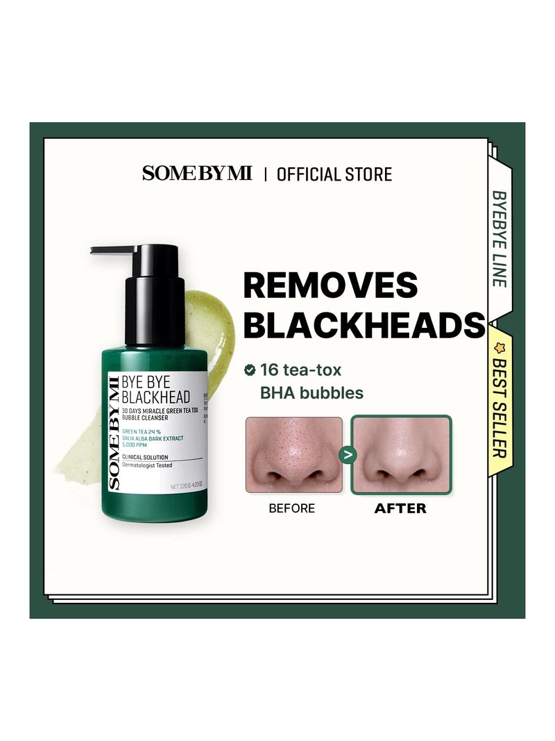 Some By Mi Bye Bye Blackhead Green Tea Tox Bubble Mask Facial Cleanser — product photograph
