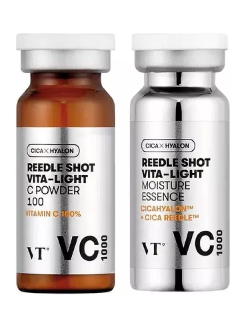 VT Cosmetics Reedle Shot Vita-Light Toning Essence VC1000 Bottle 1(Powder) 1g + Bottle 2(Essence) 9ml — product photograph