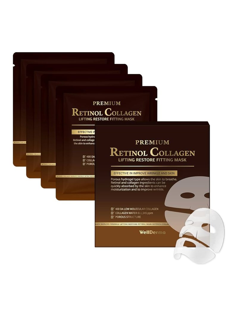 WellDerma Premium Retinol Collagen Lifting Restore Fitting Mask 4ea — product photograph